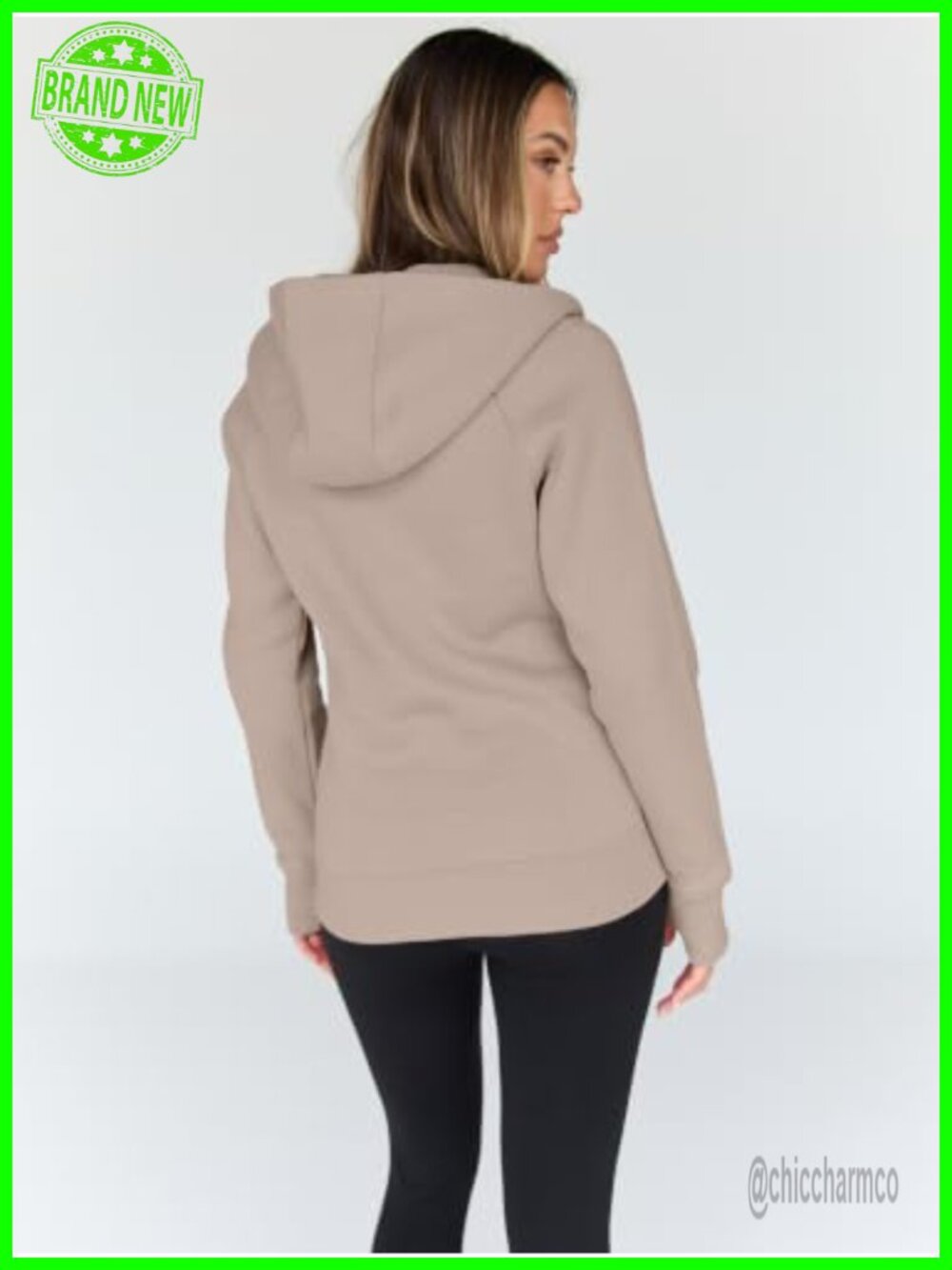 Women's Zip Up Hoodie Fleece Jacket Fall Winter Full Zip Cotton Blend - Picture 3 of 5